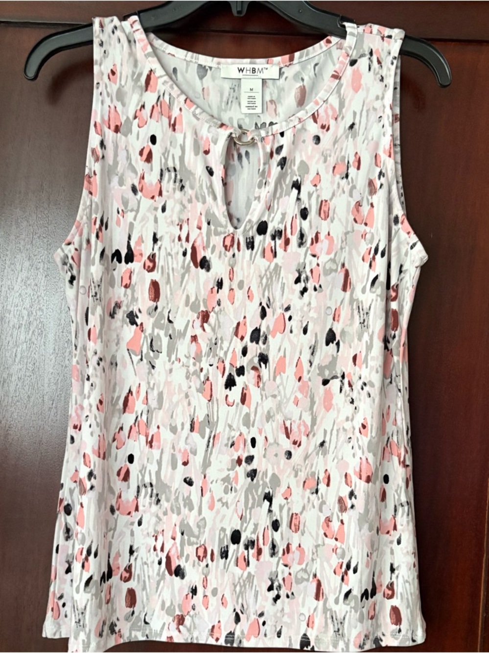 White House Black Market Pink and Gray Abstract Keyhole Tank